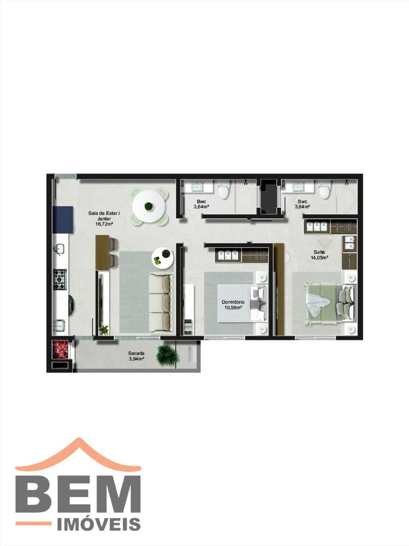 Apartamento para Venda com 2 quartos no bairro Centro, em Camboriú