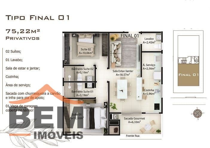Apartamento para Venda com 2 quartos e 75m² no bairro São Francisco de Assis, em Camboriú