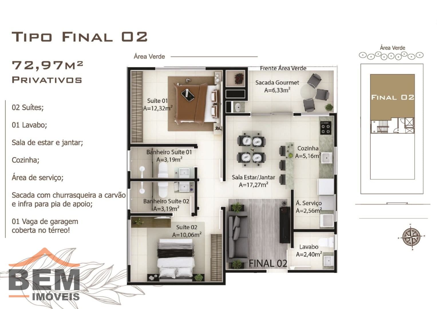 Apartamento para Venda com 2 quartos e 72m² no bairro São Francisco de Assis, em Camboriú